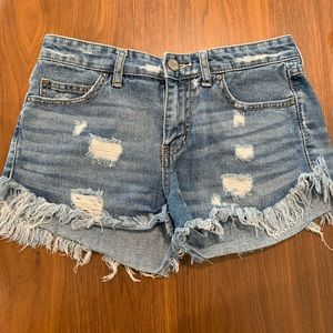 Free People Distressed Denim Shorts